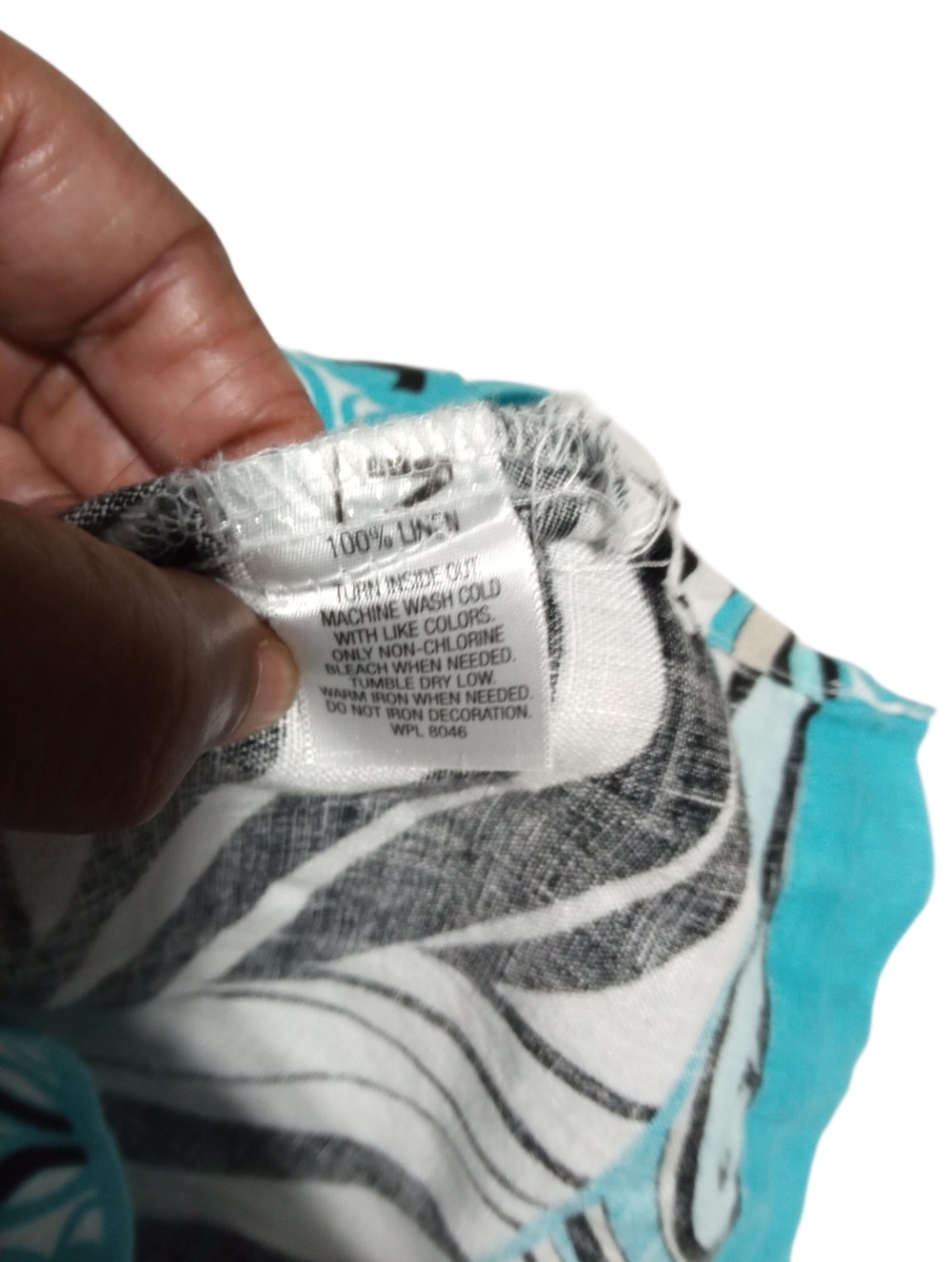 JM Collection Black-and-White Zebra Tunic with Turquoise Trim - Picture 6 of 8